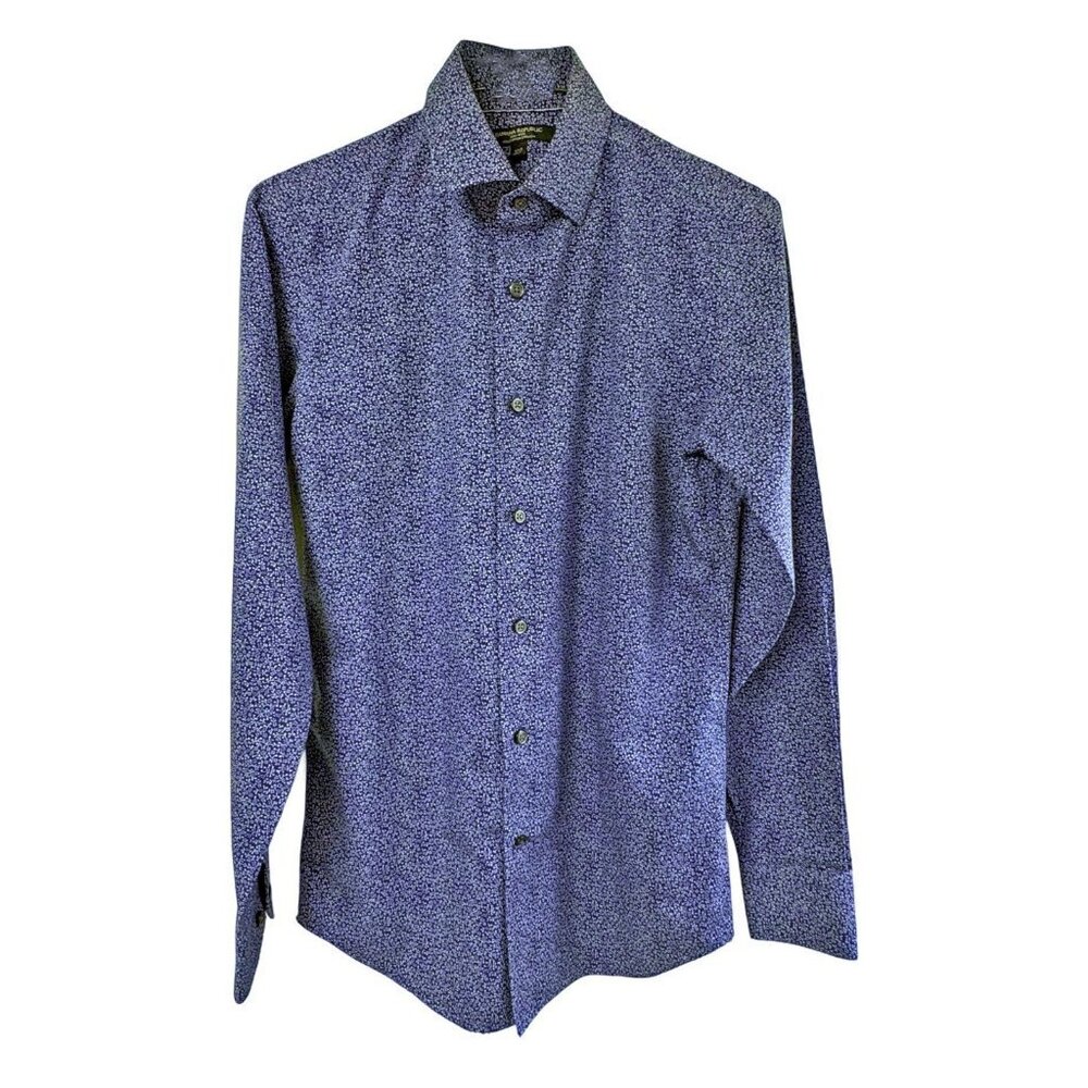 Banana Republic Camden Standard Fit Navy Floral Button Down Shirt